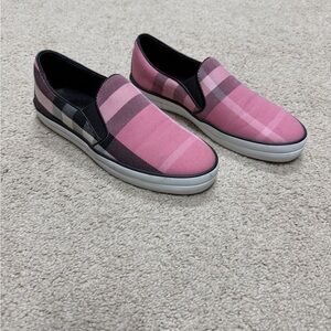 Burberry Pink and Black Plaid Sneakers
